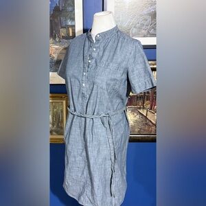 Lands' End Navy Chambray Dress Button-Up